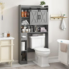 Vabches Over The Toilet Storage Cabinet with Sliding Doors, Wash Grey - Image 5