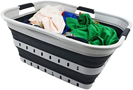 SAMMART 42L (11 gallon) Collapsible Plastic Laundry Basket - Foldable Pop Up Storage Container/Organizer - Space Saving Hamper/Basket (1, Grey/Slate Grey) - Image 5