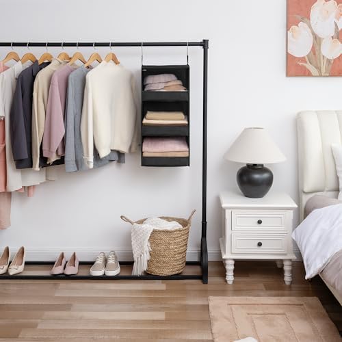 GRANNY SAYS 3-Shelf Hanging Closet Organizer, Collapsible Closet Hanging Shelves, Nursery Hanging Organizer, Black, 29 ½" H X 12" W X 12" D, 1-Pack | 33 lb Capacity, No-Sag Support, Keeps Clothes Neat, Folds Flat, Fits RV, Dorm & Small Closets - Image 4