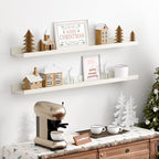 upsimples Floating Shelves for Wall Decor and Storage, White, 6Pcs 35.5'' - Image 2
