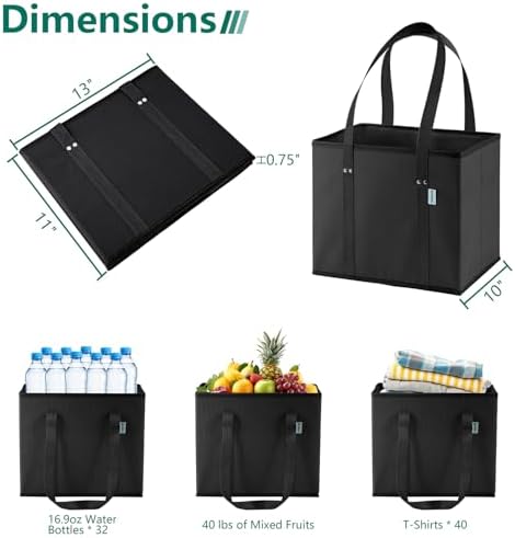 Reusable Grocery Bags Foldable 4-Pk, Heavy Duty Large Reusable Shopping Bags with Handles, Collapsible Tote - Image 3