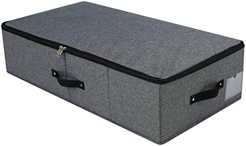 AMJ 29.5"*15"*7", Rigid Under Bed Garment Storage Bins, Folding & Washable, Soft Zip Lid, Black Gray by OrderlyhomeBoundlesslove