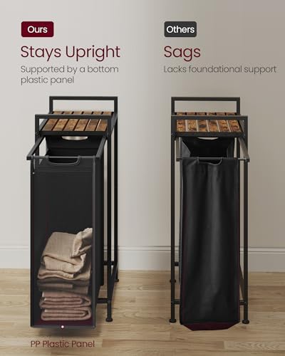 VASAGLE Laundry Sorter 1 Section, Rolling Cart with Shelf 12.4 Gal. (47 L) - Image 4