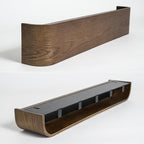 Kazai. Wall-Mounted Coat Rack 'Toke' - Modern Design Coat Rack with Hidden Wall Hooks - Solid Wood Veneer Panel Coat Hanger - Oak, Dark - Image 4