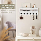 Key and Mail Holder Wall Mount with Long Storage Box and 6 Hooks - Image 5