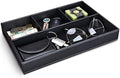 GORESE Faux Leather Valet Tray for Men, Stackable Jewelry Trays Drawer Organizer Tray Nightstand Organizer for Men, EDC Tray for Key, Wallet, Sunglass, Watch, Coin, Phone, Cologne - Black by GORESE