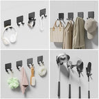 GTK 4 Pack Key Holder for Wall, Razor Holder Wall Mounted, Hat Rack, Self Adhesive Hooks, Shower Hooks, Towel Hooks(Black) - Image 4
