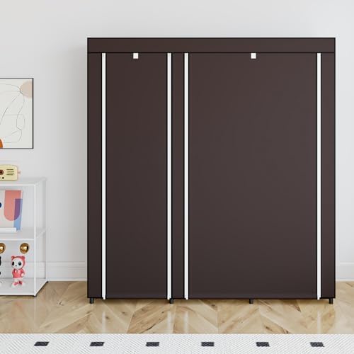 SORCEDAS Portable Closet Wardrobe with Hanging Rods Shelves Clothes Storage - Image 4