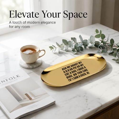 Pawpy Mate Oval Gold Catchall Trays, Stainless Steel, 7x3 Inch, Set of 2, Vanity and Decorative Tray, Rust Resistant, Stackable, Modern Polished Finish, for Bathroom, Nightstand and Entryway - Image 5