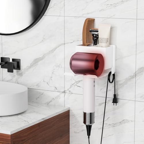 Hair Dryer Holder Wall Mount Metal Hair Tool Organizer Self Adhesive/Screw - Image 6