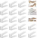 20 Pack Shoe Slots Organizer Adjustable Level Shoe Stacker Holder Storage Space Saving Sneakers Display Tray Rack for Closet (Transparent, 20 Pack) by UniHIMO