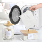 Glass Jars and Dryer Sheet Holder with Bamboo Lids, Dispenser Set and Labels, Containers for Laundry Room Organization and Storage, Half Gallon Airtight jars, Acrylic Storage Box for Laundry supplies - Image 6