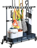 Mop and Broom Holder with Wheels - Keep Your Cleaning Tools Organized! (L) by JGLDG