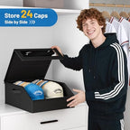 AOODA Sturdy Hat Storage for Baseball Caps, Holds up to 24 Caps Clear Hat Organizer for Closet, Bedroom, Wide Hat Box with Cardboard (Pure black) - Image 3