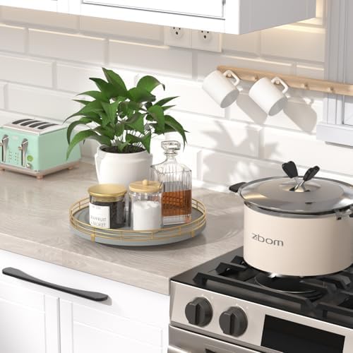 Oroutor 10-Inch Gray Wooden Lazy Susan Spice Organizer for Cabinet - Image 3