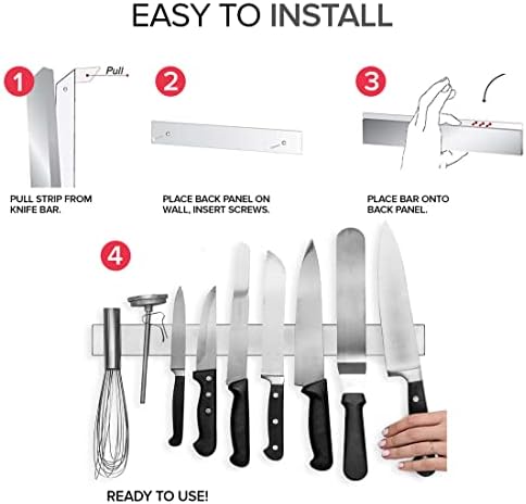 Modern Innovations Magnetic Knife Holder for Wall and Fridge - 18" Knife Magnetic Strip, Magnet Kitchen Knife Holder and Rack, Stainless Steel Magnetic Knife Bar for Kitchen Utensils - Image 3