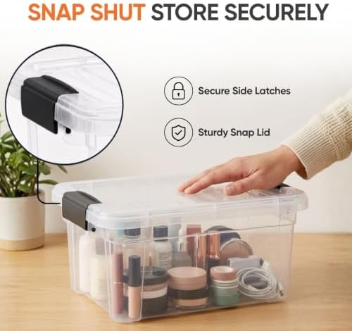 Superio Clear Storage Boxes with Lids, 3.5 Quart Plastic Container Bins for Organizing, Stackable Crates, BPA Free, Non Toxic, Odor Free, Organizers for Home, Office and Dorm, 5 Pack - Image 6