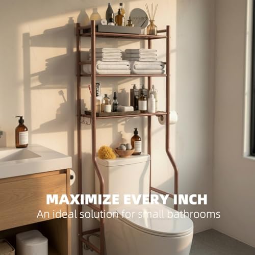 GloTika 3-Tier Over Toilet Storage, Anti-Tilt, 64" H, Bronze - Image 4