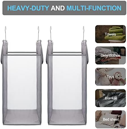 FENTEC Hanging Laundry Hamper，2 Pack Grey Hanging Laundry Basket - Image 6