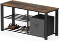 Simple Houseware Wooden Top Shoe Rack Bench with Bins, Rustic Brown by SimpleHouseware