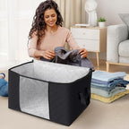 Fab totes 4 Pack Storage Bags for Clothes Blanket Storage Bins with Lids | Foldable Closet Organizers with Zippers,Window and Handles,Fabric Storage Bins for Sweater,Comforter,Bedding,Dorm essentials - Image 3