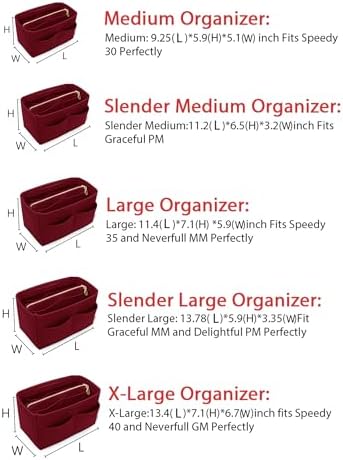 LEXSION Felt Purse Organizer Insert, Tote Bag Shaper Dividers with 5 Sizes - Image 6