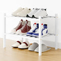 Smiry Bamboo Shoe Rack, 8 Vertical Slats, 2 Tier - 17.3" Wide, White by Smiry