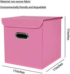 Closet Organizers Fabric Storage Bins With Lids Collapsible Cube Storages Organizer Basket With Handles,Storage Boxes for Clothes Storage,Office,Toys,3 Pack,（Pink - Image 2