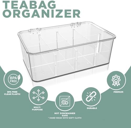 Utopia Home Tea Bag Organizer with Lids, Stackable Tea Box, 3 Pack, Clear - Image 4