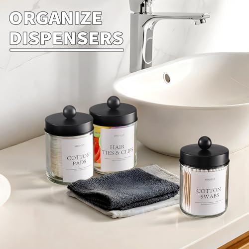 Bathroom Organizers and Storage,4 Pack,48 oz Total,Bathroom Accessories,Bathroom Decor,Bathroom Storage and Organization,Qtip Holder for Room Decor Aesthetic (Black lids) - Image 3