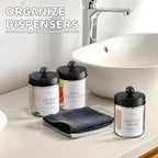 Bathroom Organizers and Storage,4 Pack,48 oz Total,Bathroom Accessories,Bathroom Decor,Bathroom Storage and Organization,Qtip Holder for Room Decor Aesthetic (Black lids) - Image 3