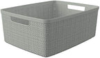 Curver Set of 6 Medium 12L Jute Decorative Plastic Organization and Storage Baskets - Perfect Bins for Home Office, Closet Shelves, Kitchen Pantry and All Bedroom Essentials, Grey - Image 3