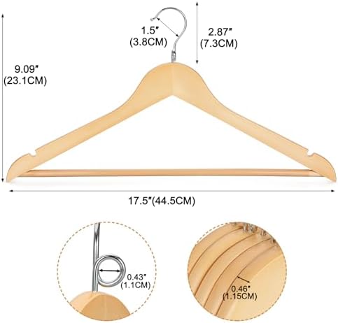 Topia Hanger Space Saving Cascading Wooden Hangers 30 Pack, Coat Hanger with 360° Swivel Loop Hook, Non Slip Pants Bar and Shoulder Notches for Camisole, Jacket, Suit, Clothes Hangers -CT74N30 - Image 2