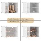 Portable Shoe Rack Organizer with Door, 48 Pairs Shoe Storage Cabinet Easy Assembly, Plastic Adjustable Shoes Organizer Stackable Detachable Free Standing Shoes Rack White - Image 4