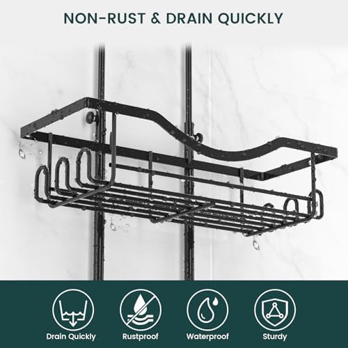 REINHARDT Adjustable Shower Caddy Hanging Rustproof Shower Organizer, Black - Image 3