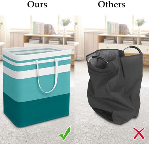 StorageRight Laundry Basket Hamper, 100L Collapsible Clothes Storage, Green - Image 5