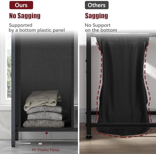 Huhote Laundry Hamper, double Laundry Basket, Laundry Sorter with Top Shelf & 2 Removable Washable Bags & Side Pockets for Laundry Room organization, Bathroom and Dorm, Rustic Brown and Black - Image 6