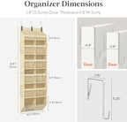 Lifewit 1 Pack Over the Door Organizer, 12 Section Clear Window Hanging Storage with 4 Side Pockets, Sturdy Anti Tilt 40 lbs Load Behind Door for Closet, Bedroom, Bathroom, Nursery, Dorm, Beige - Image 2