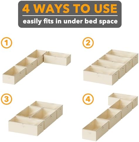 SpaceAid 4 Pack 10" High Under Bed Storage Containers, Large Underbed Storage Organizer Bins with Lids for Bedroom, Dorm, Clothes, Closet Organization, Bed Sheets and Blankets (Beige) - Image 6