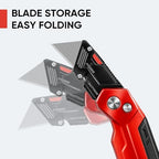 STEELITE Folding Utility Knife, Heavy Duty Box Cutter with 13 Extra Blades - Image 5
