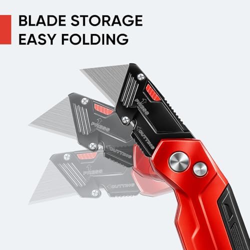 STEELITE Folding Utility Knife, Heavy Duty Box Cutter with 13 Extra Blades - Image 5