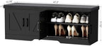 HOMSHO Farmhouse Shoe Storage Bench with 4 Barn Doors & Padded Seat Cushion - Image 3