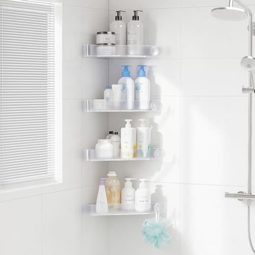 Sotfamily Plastic Shower Caddy Corner (for 90° Only), 4 Pack, Frosted Clear by Sotfamily