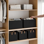 StorageWorks Fabric Storage Bins, Linen Closet Organizers, Black, 2-Pack - Image 2