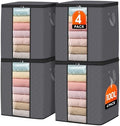 SpaceWhisper 4 Pack 100L Clothes Storage, Foldable Storage Bags, Grey | Thick Fabric, Clear Window, with Reinforced Handle, for Clothing, Blanket, Comforters, Bedding Organizing by Unknown