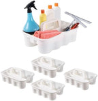Matthew 5 Pack Large Plastic Tote Tool & Deluxe Supply Cleaning Caddy with Handle Portable Shower Basket Storage Caddy for Cleaning Products,Take-Out Drink,Bathrooms - White by MATTHEWCLEANINGPRODUCTS