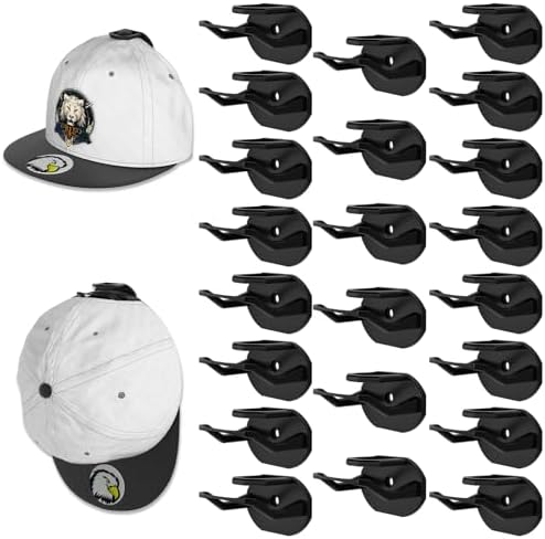 22 Pack Adhesive Hat Hooks for Wall, Super Strong Hat Rack for Baseball Caps, Hat Organizer Display for Home Decor, Hat Hangers Holder for Wall, Door, Closet, No Drilling - USA Patented (Black) by Niunuerga