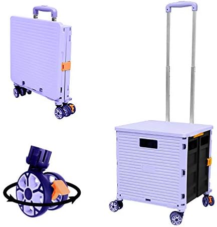 FELICON SELORSS Foldable Utility Cart Folding Portable Rolling Crate-Purple by FELICON