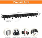 CUXIXA Mop and Broom Holder Wall Mount, Upgraded Broom Organizer Wall Mount, Stainless Steel Broom Hanger Wall Mount for Kitchen Garden Laundry Room Decor(4 Racks with 5 Hooks Black) - Image 5