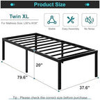 Maenizi 20 Inch Twin XL Bed Frames, Metal Support Up to 2500 lbs - Image 2